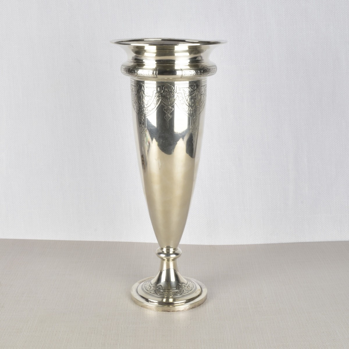 Art Nouveau Sterling Silver Trumpet Vase.