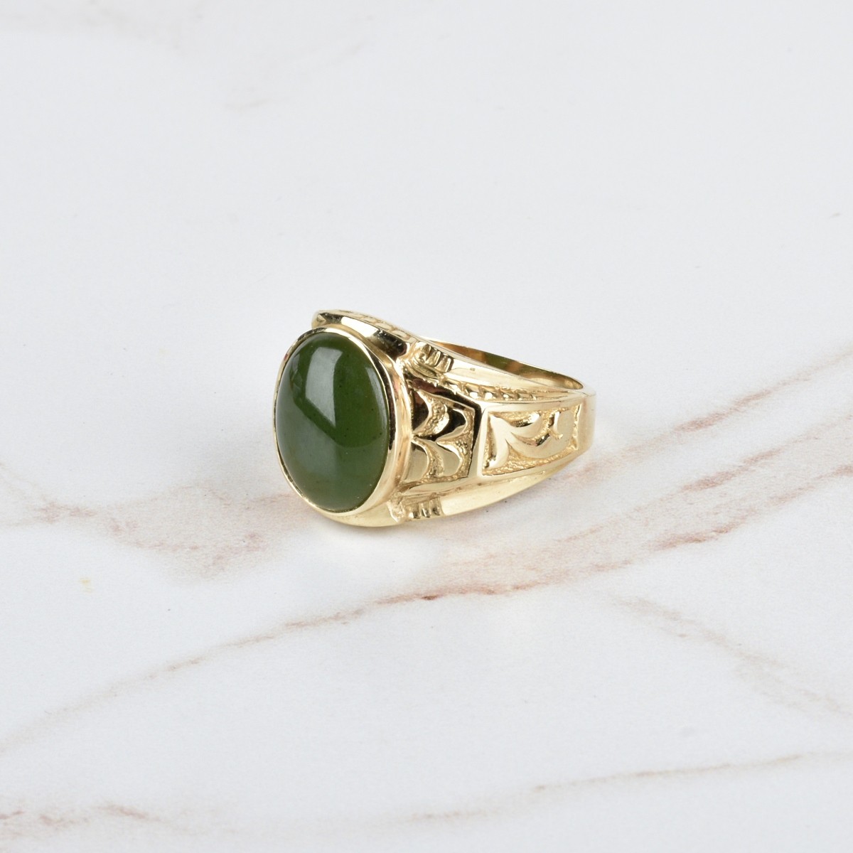 Jade and 14K Ring