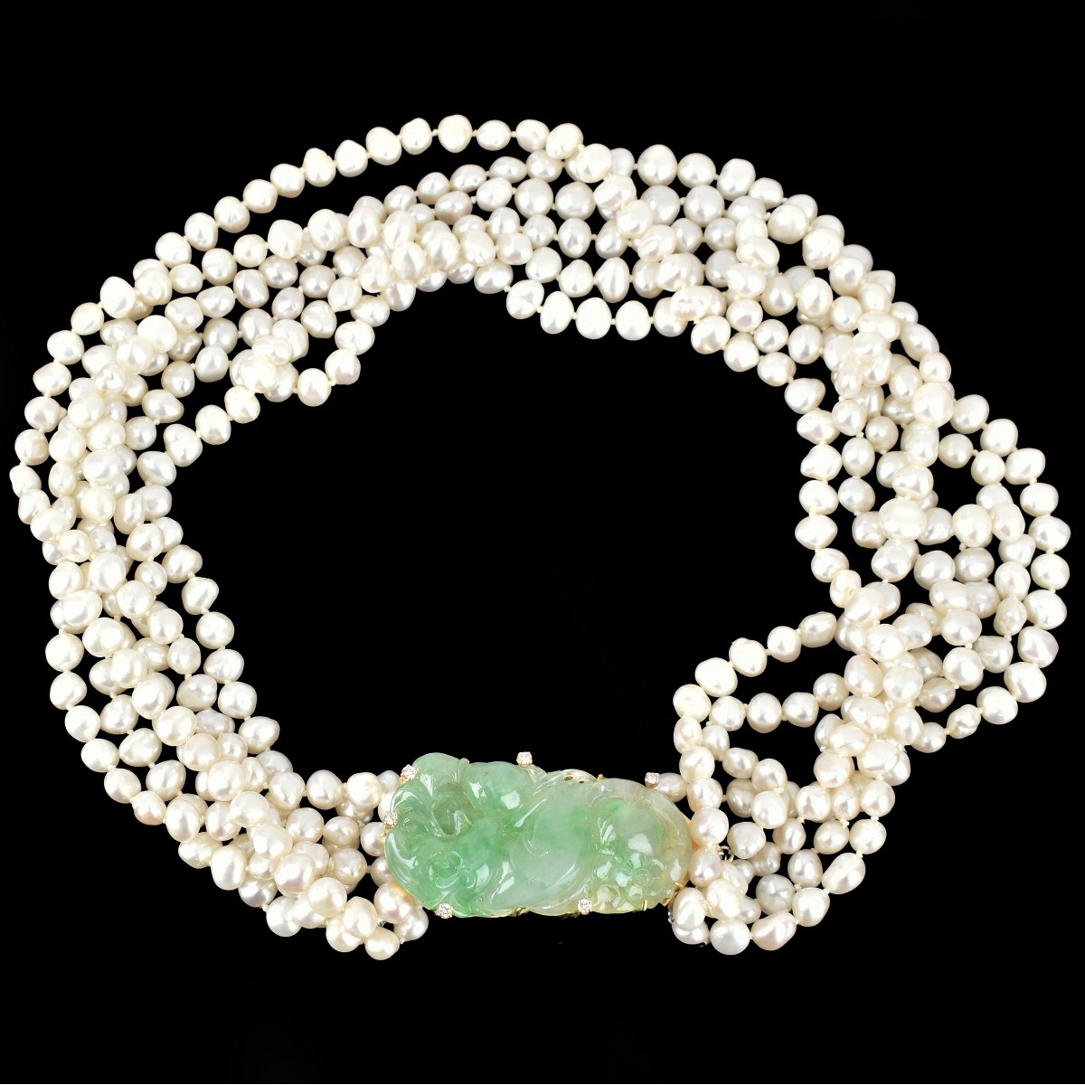 Pearl, Jade and 18K Necklace