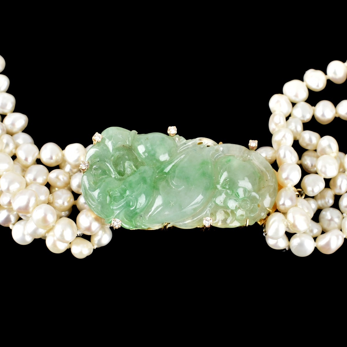 Pearl, Jade and 18K Necklace