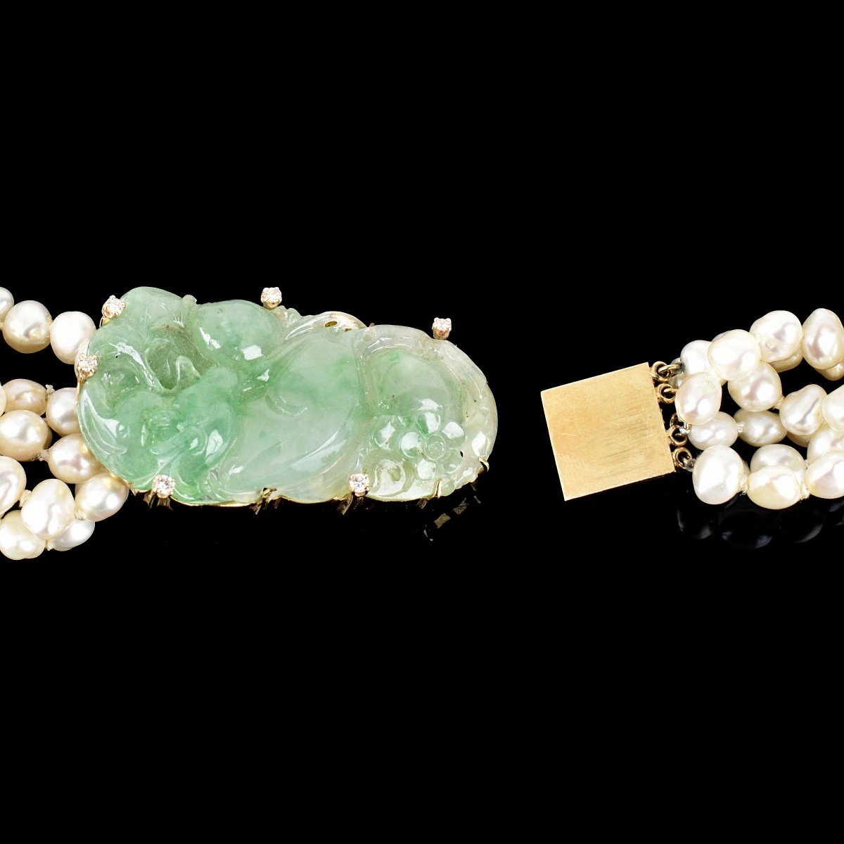 Pearl, Jade and 18K Necklace