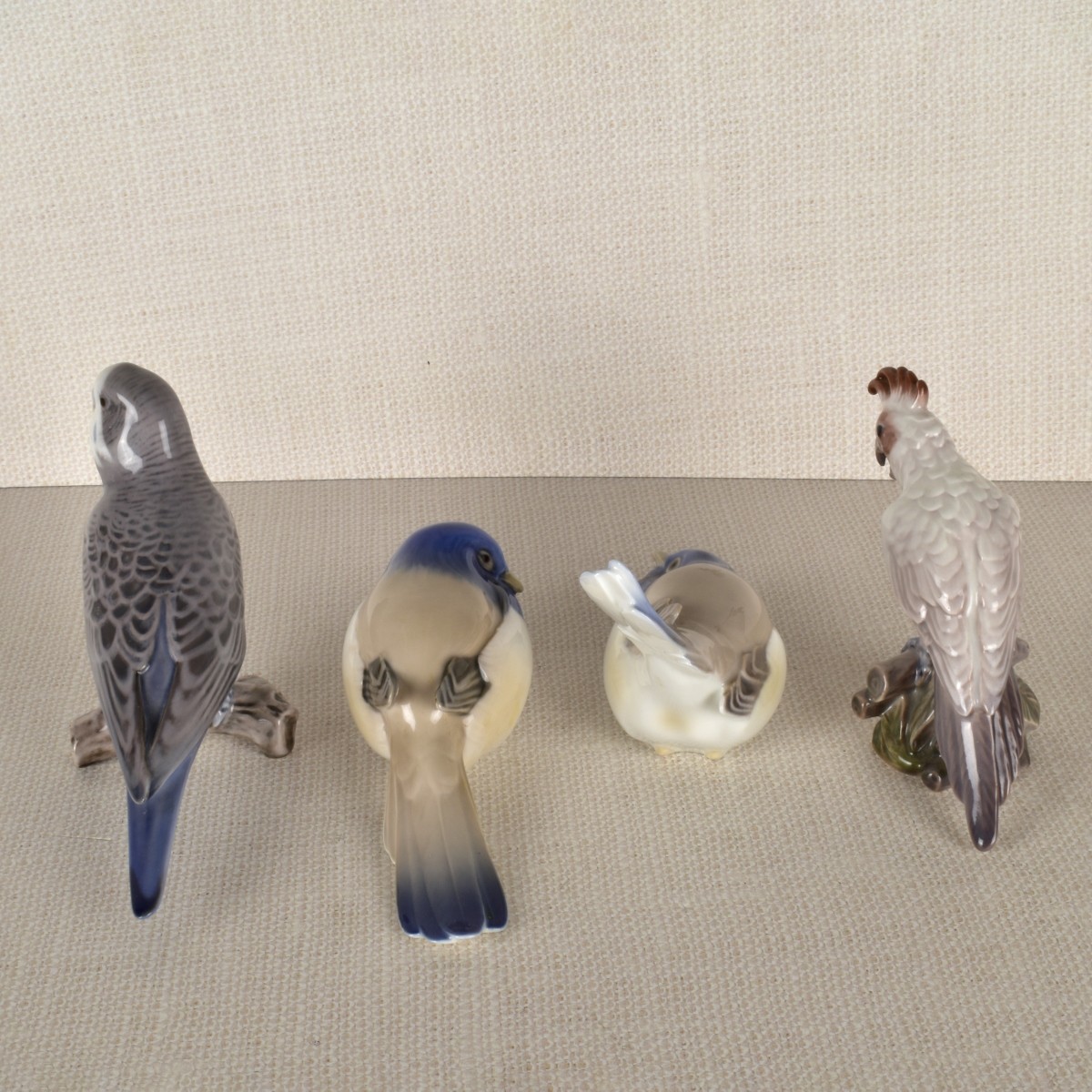 Four Danish Porcelain Bird Figurines
