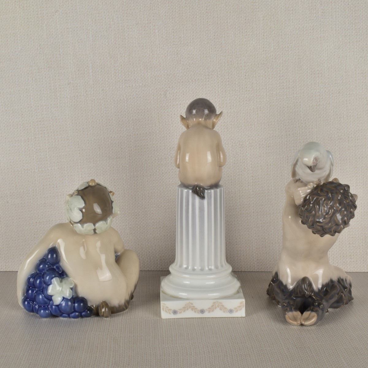 Three Royal Copenhagen Satyr Figurines