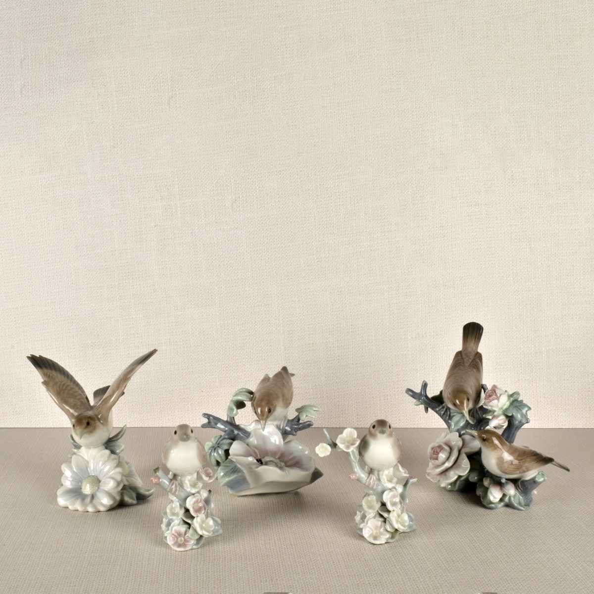 Five Lladro Porcelain Bird Figurines