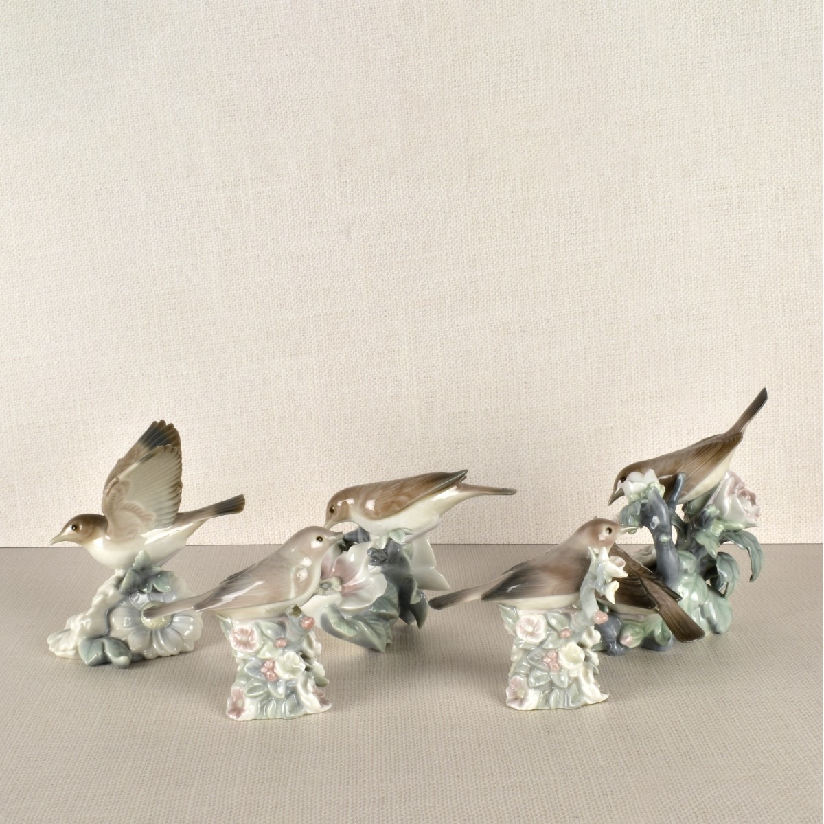 Five Lladro Porcelain Bird Figurines