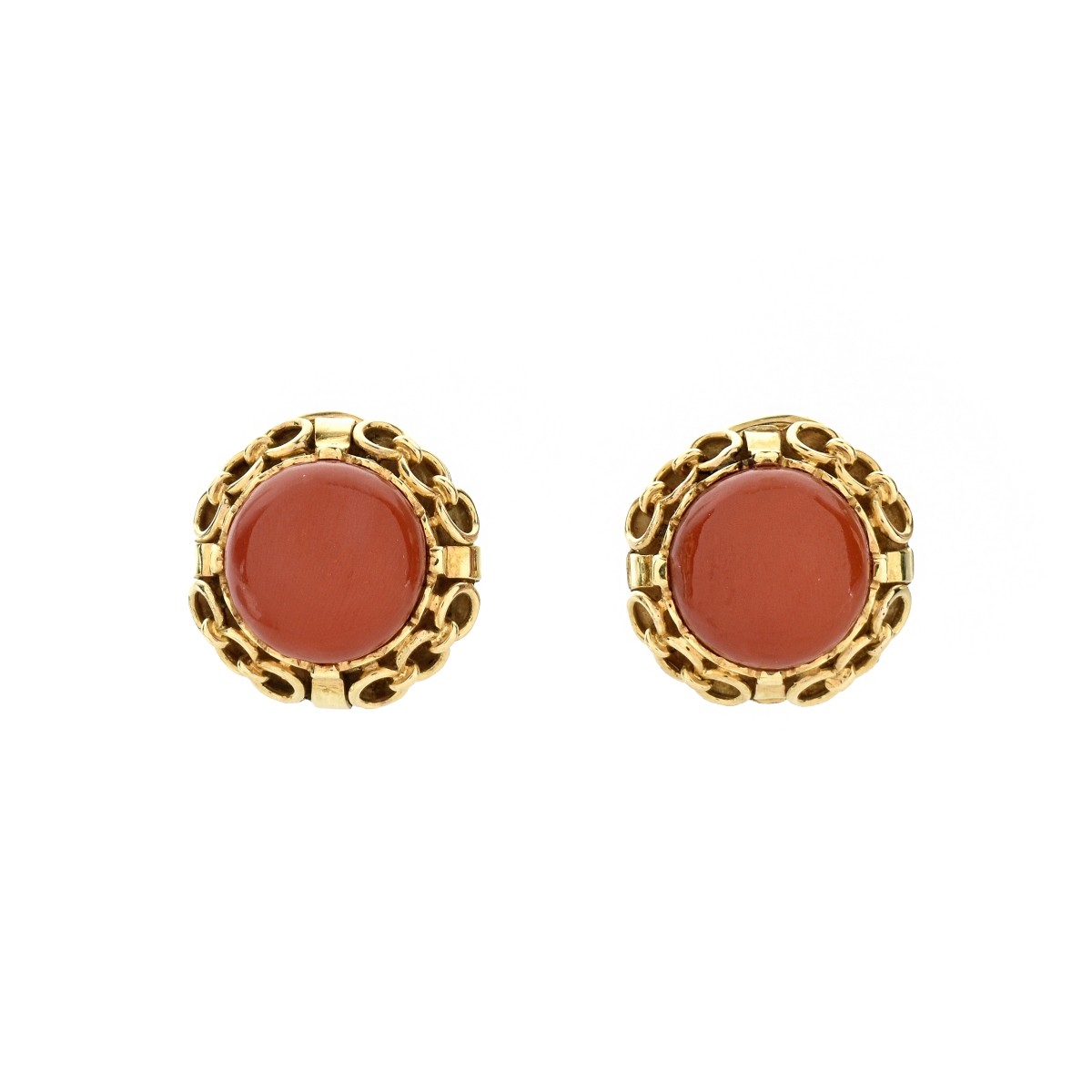 Red Coral and 14K Earrings
