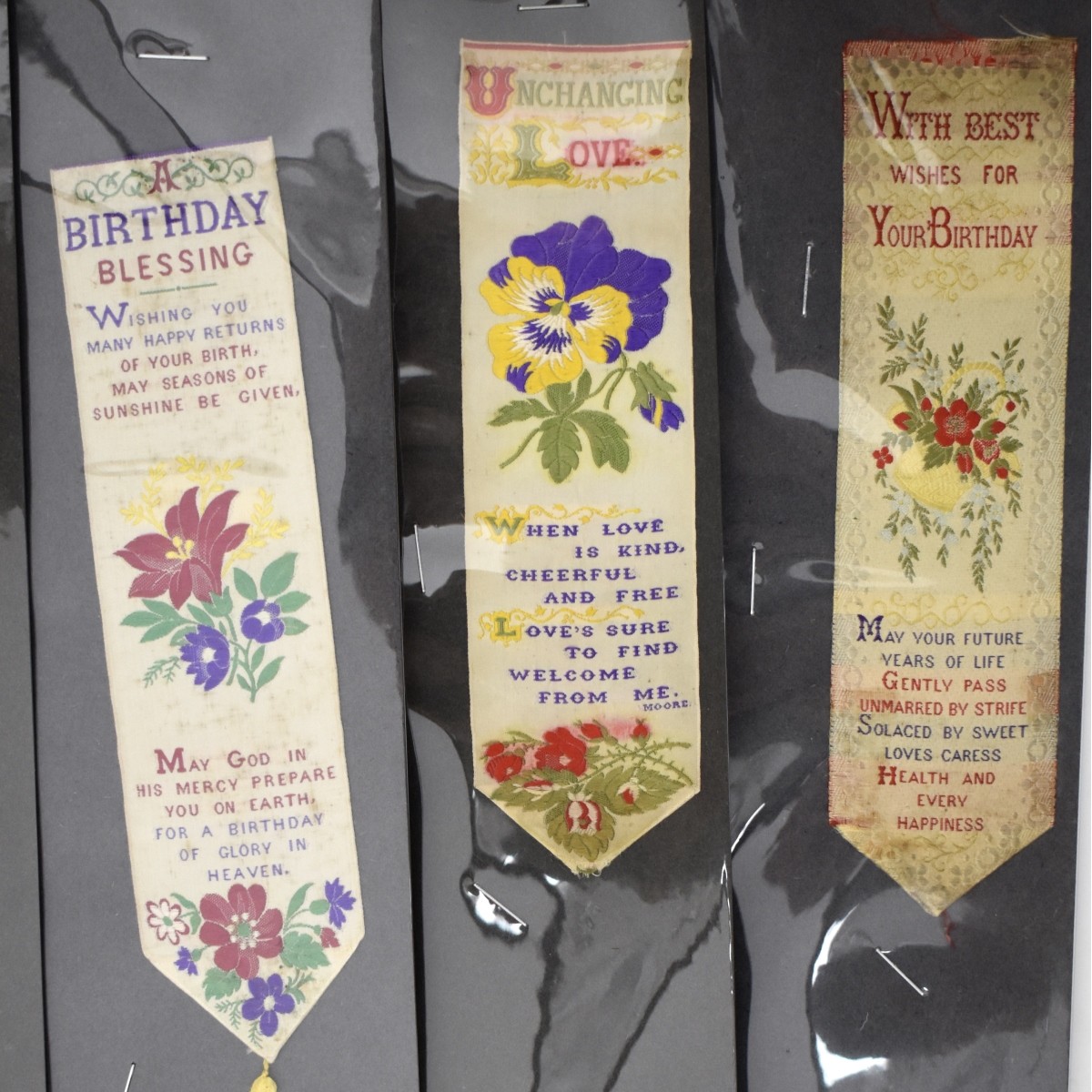 19C Embroidered Silk Bookmarks