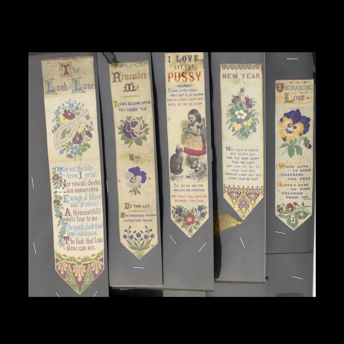 19C Embroidered Silk Bookmarks