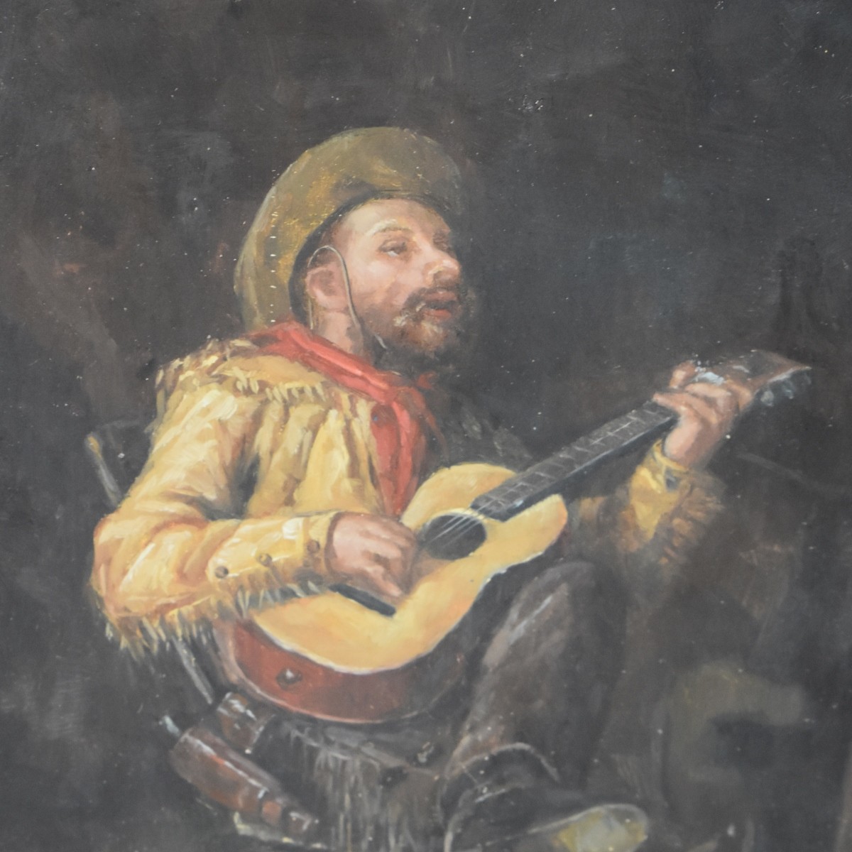 Oil on Board of a Cowboy