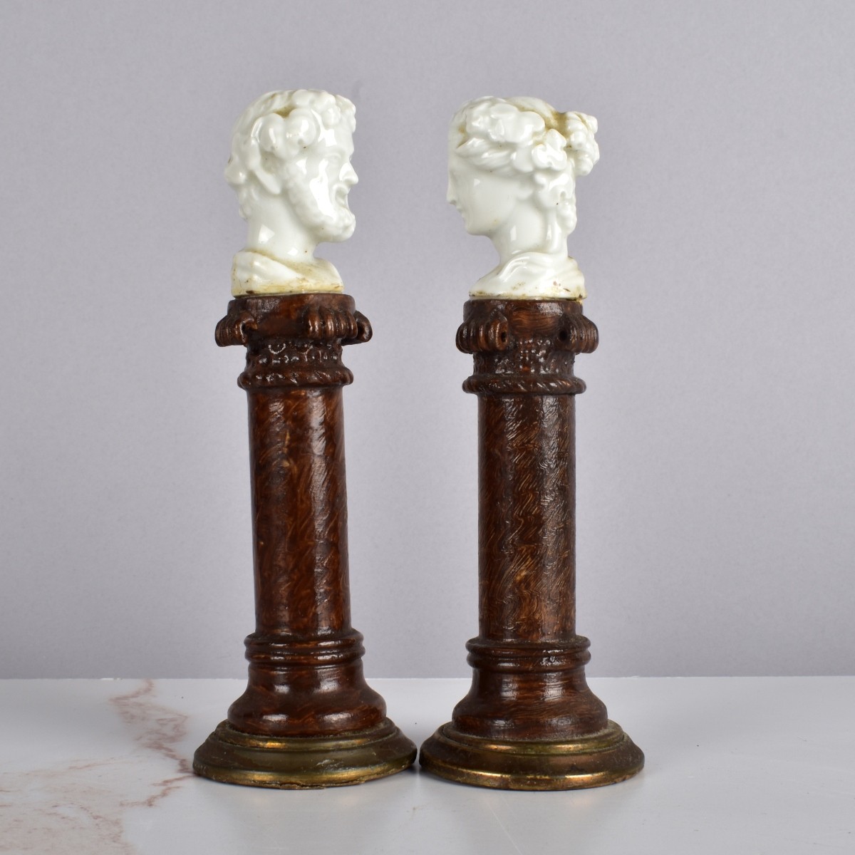 Pair of Antique Continental Miniature Busts