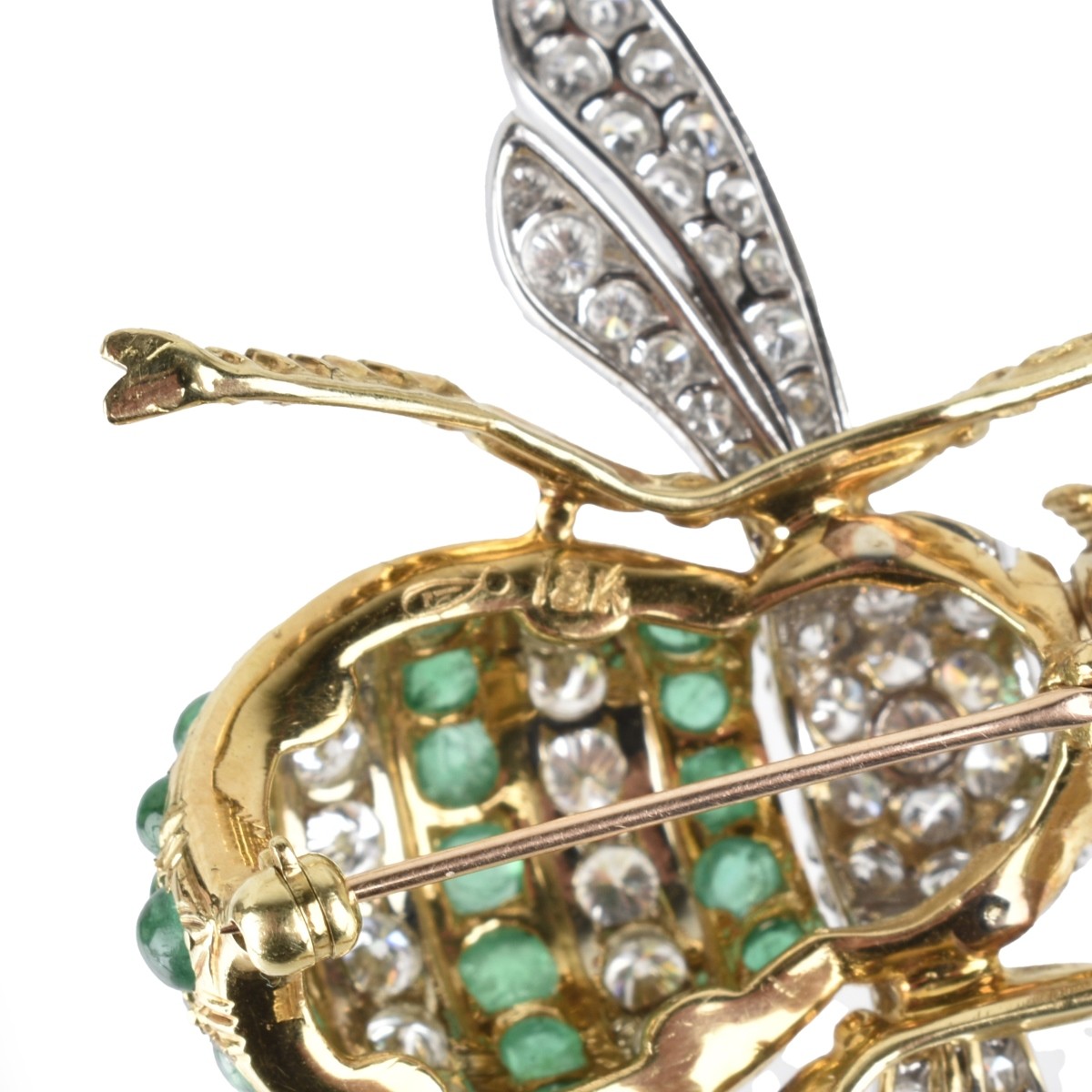Diamond, Emerald and 18K Bee Brooch