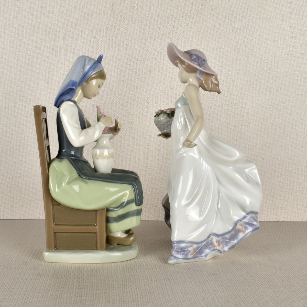 Two Lladro Porcelain Lady Figurines