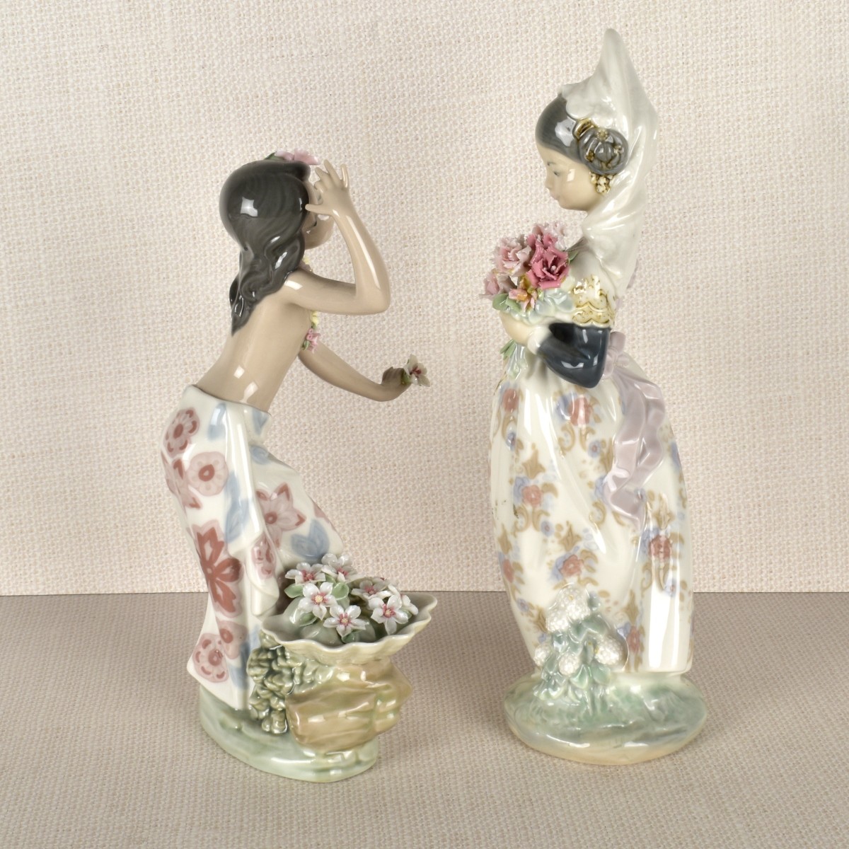 Two Lladro Porcelain Exotic Lady Figurines