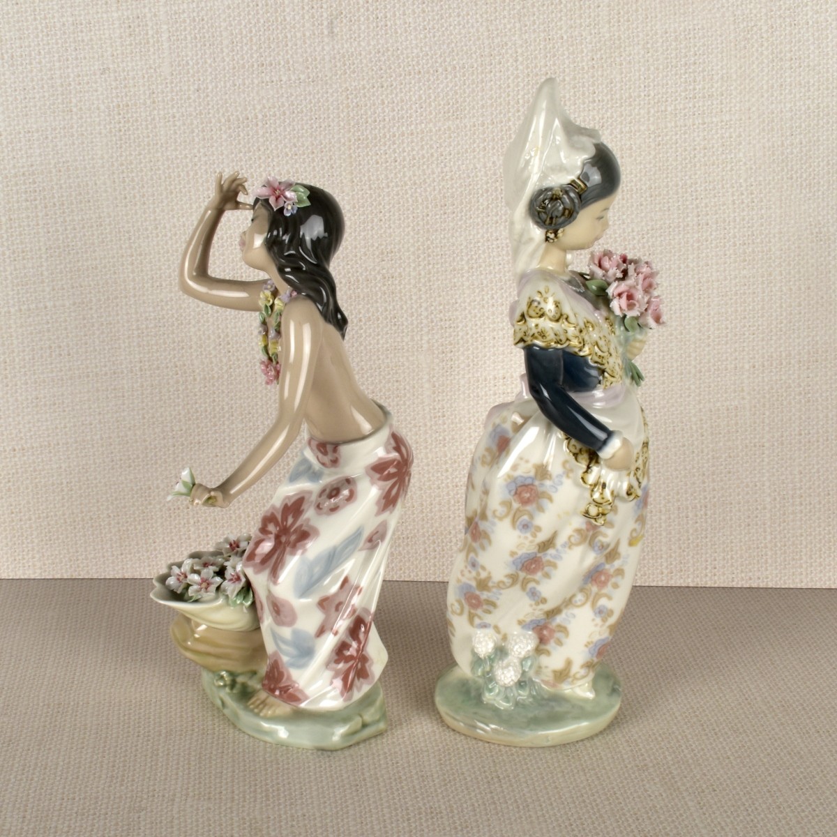 Two Lladro Porcelain Exotic Lady Figurines