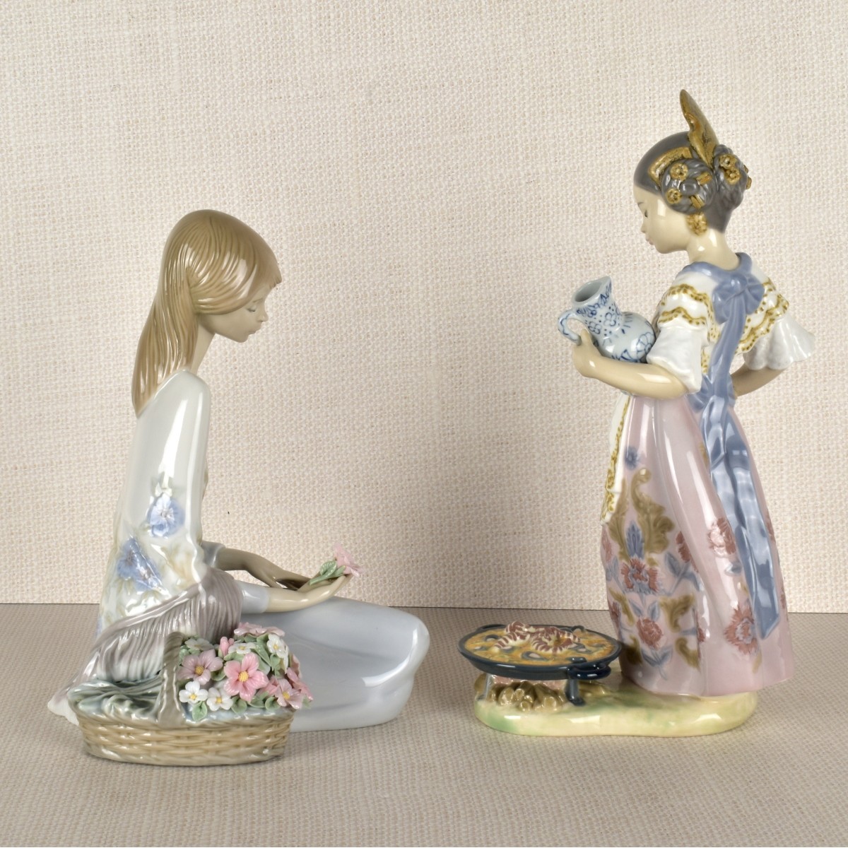 Two Lladro Porcelain Lady Figurines