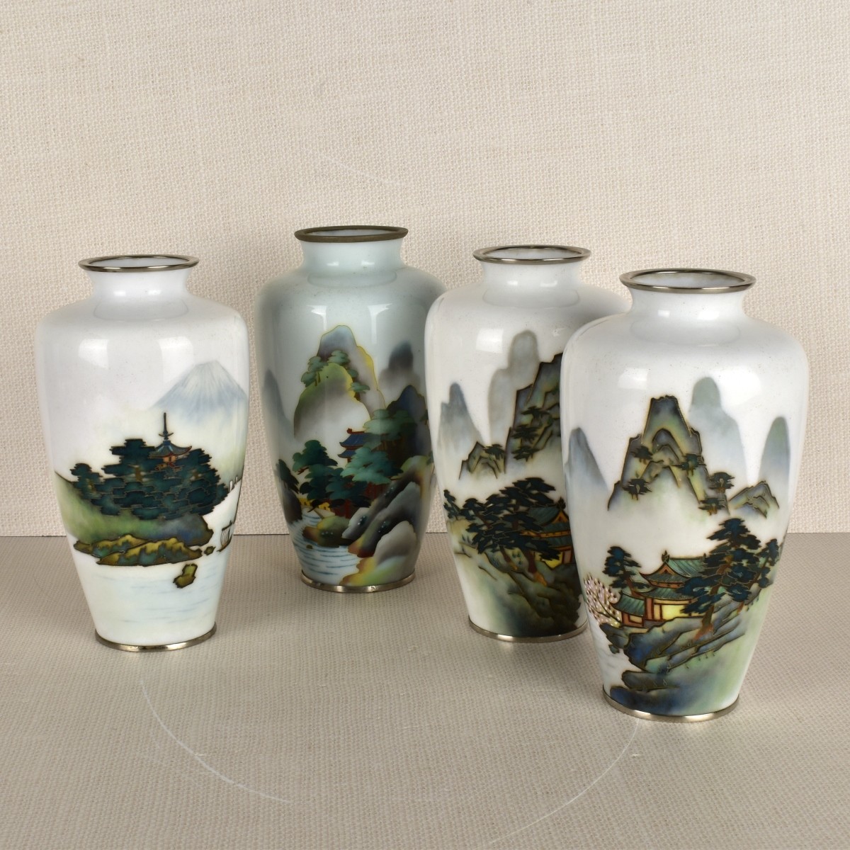 Collection of Four (4) Japanese Cloisonne Vases