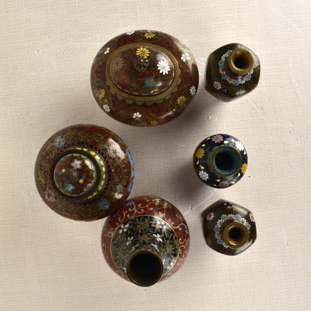 Group of Six (6) Japanese Cloisonne Items