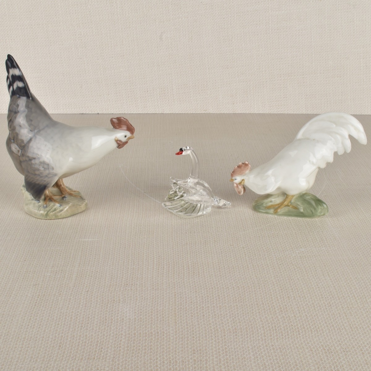 Three (3) Fowl Figurines