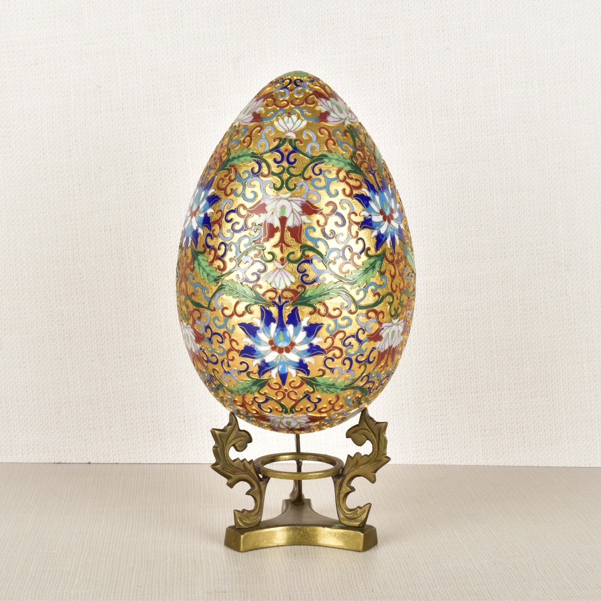 Vintage Chinese Cloisonne Egg Sculpture