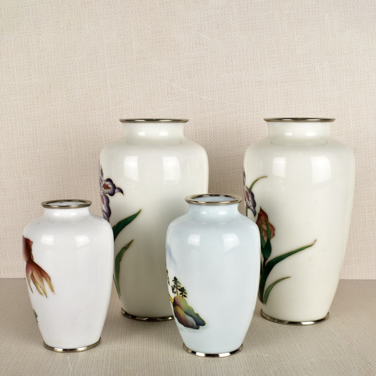 Four (4) Japanese Cloisonne Vases