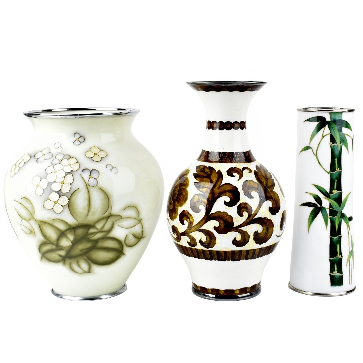 Three (3) Japanese Cloisonne Vases