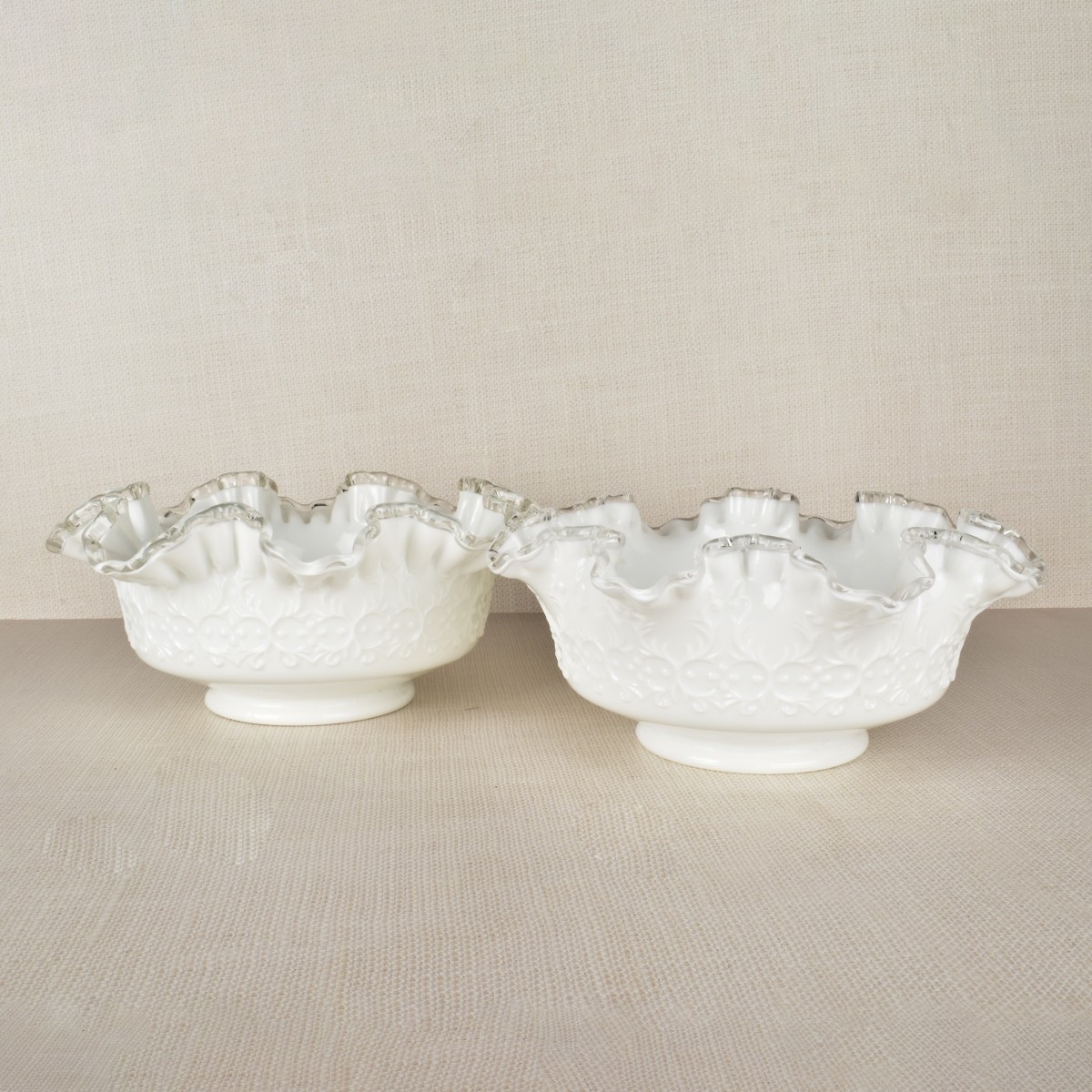 Two Fenton "Spanish Lace Silver Crest" Bowls