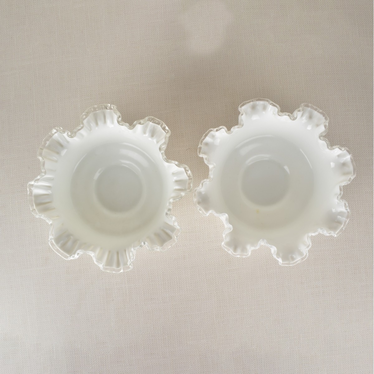 Two Fenton "Spanish Lace Silver Crest" Bowls