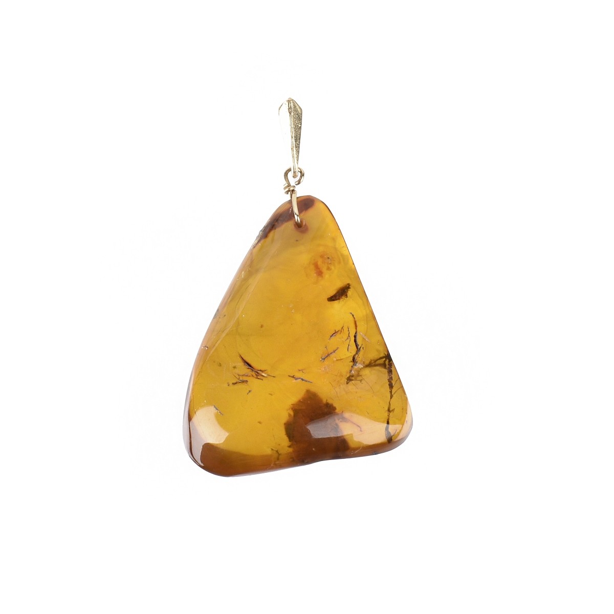 Amber and 14K Pendant