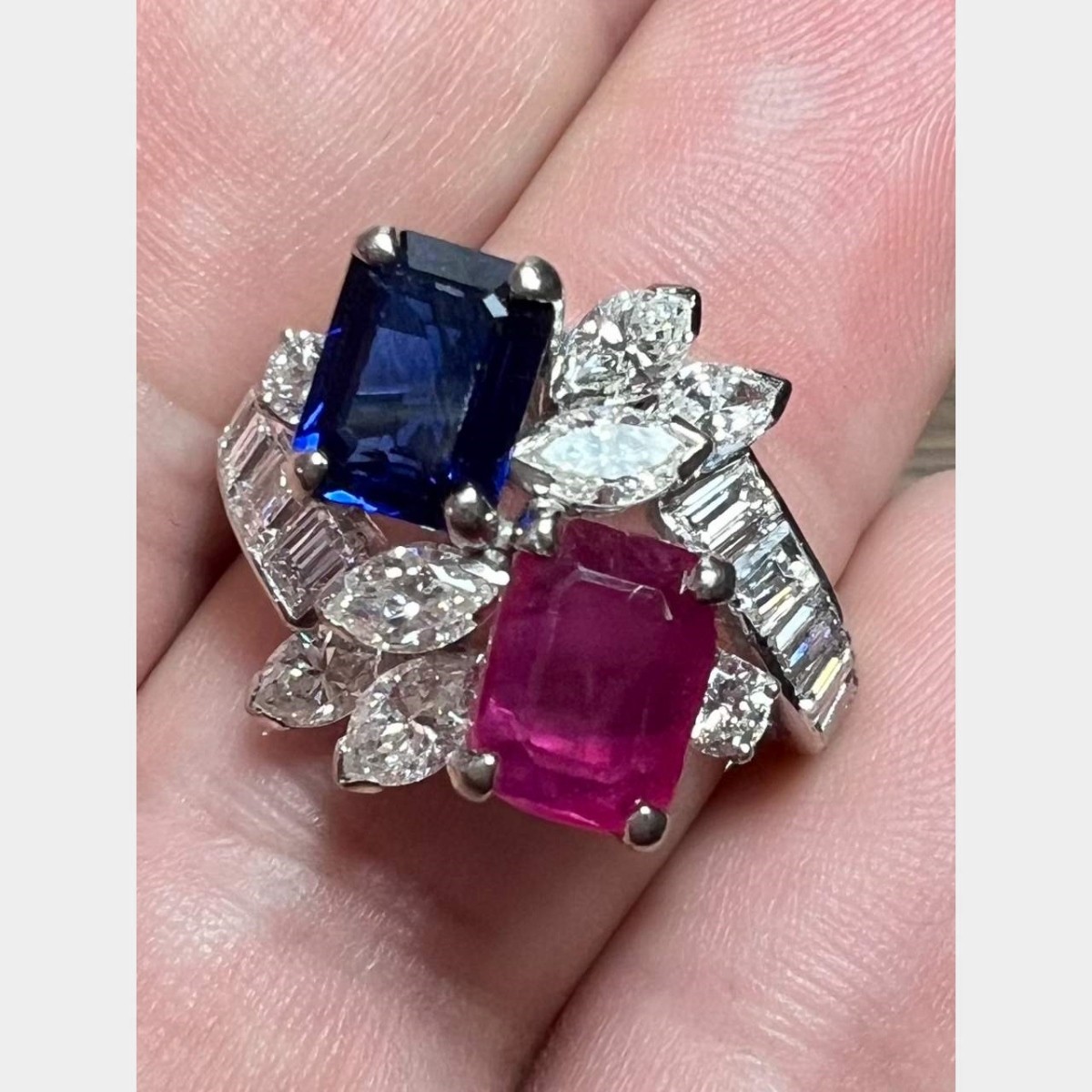 Diamond, Ruby, Sapphire and 14K Ring
