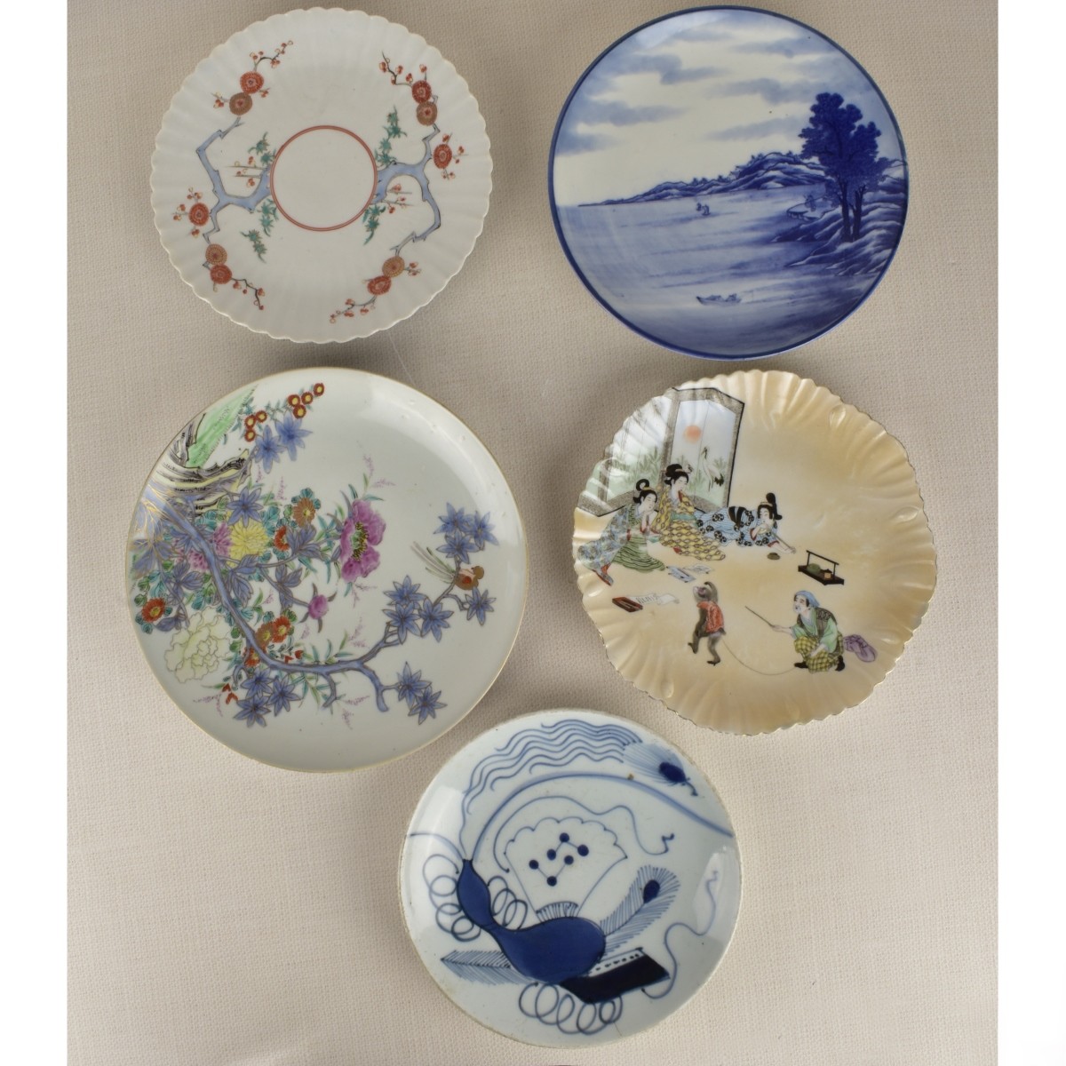 Five (5) Japanese Studio Porcelain Plates