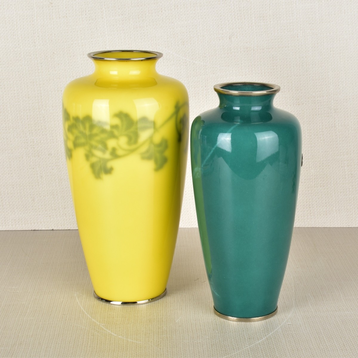 Two (2) Japanese Wireless Cloisonne Vases
