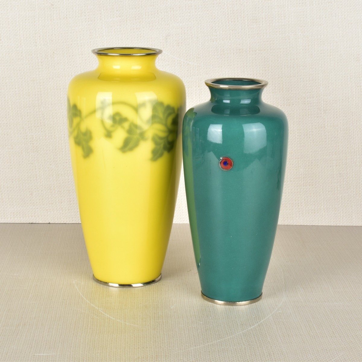 Two (2) Japanese Wireless Cloisonne Vases