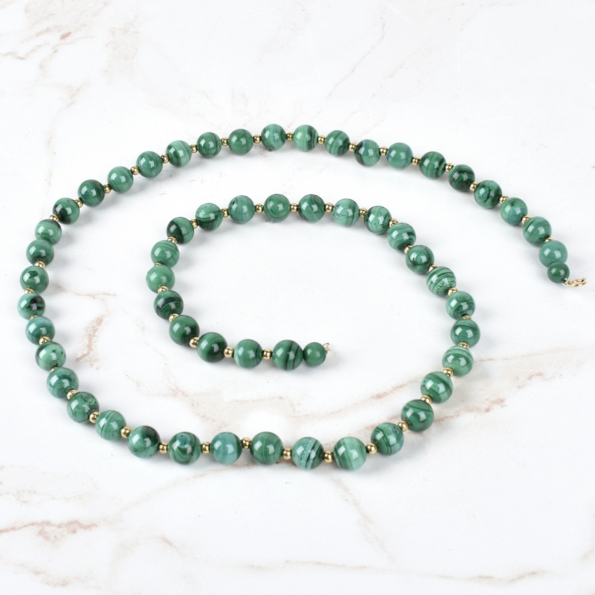 Malachite and 14K Necklace