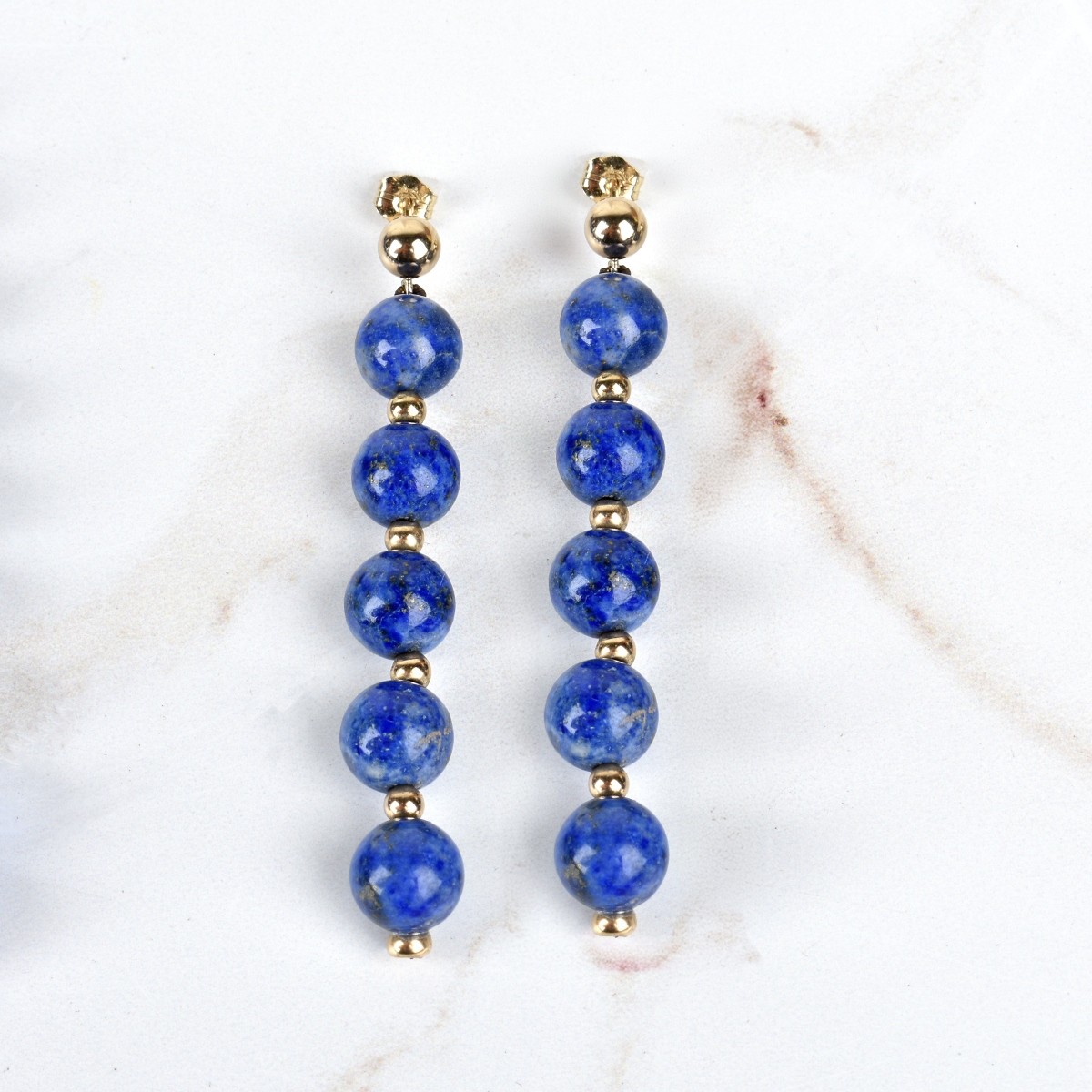 Lapis and 14K Necklace and Earrings