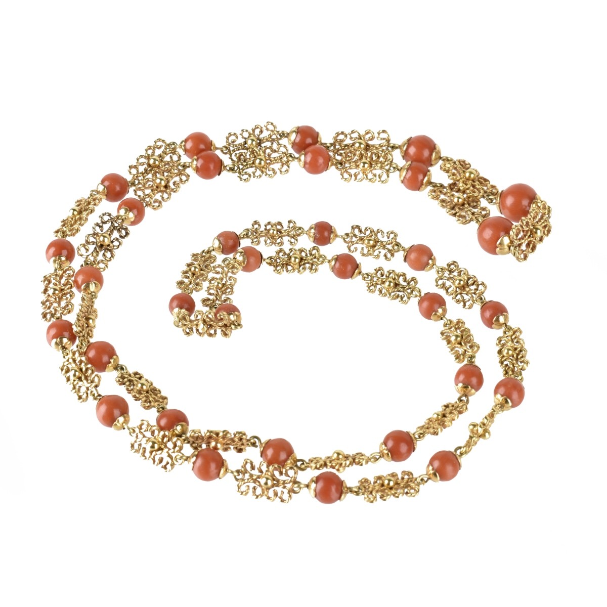 Red Coral and 18K Necklace