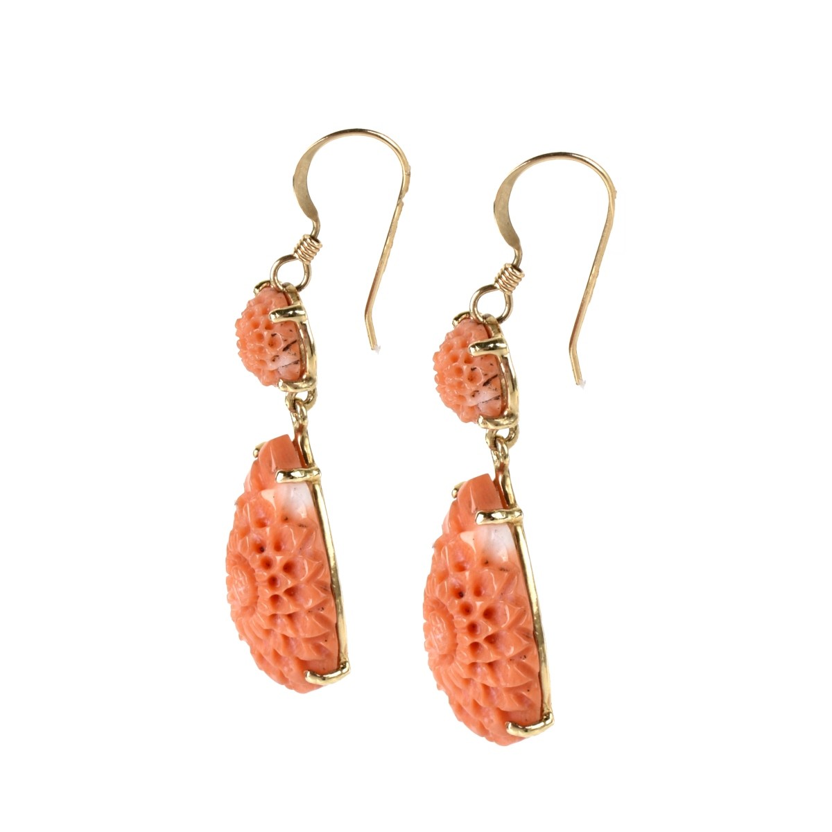 Coral and 14K Earrings