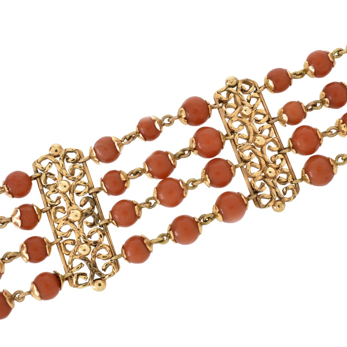 Red Coral and 18K Bracelet