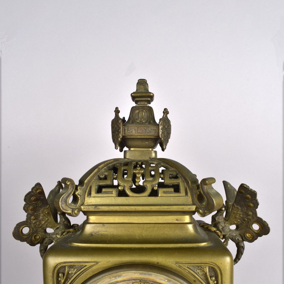 E. Lievre Style Chinoiserie Bronze Mantel Clock