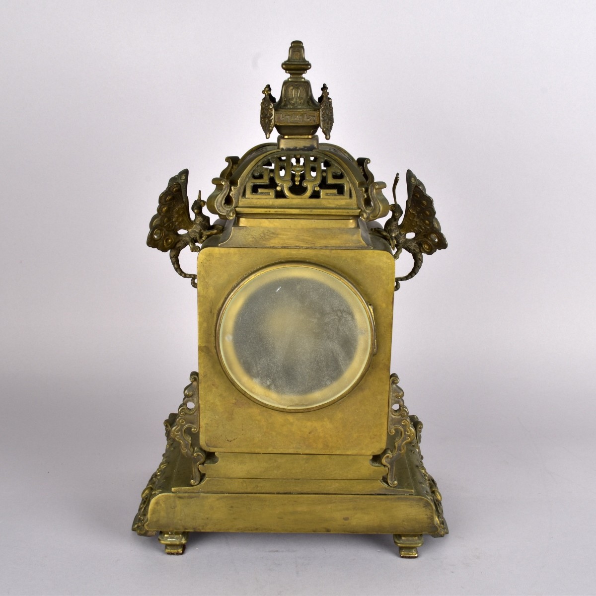 E. Lievre Style Chinoiserie Bronze Mantel Clock