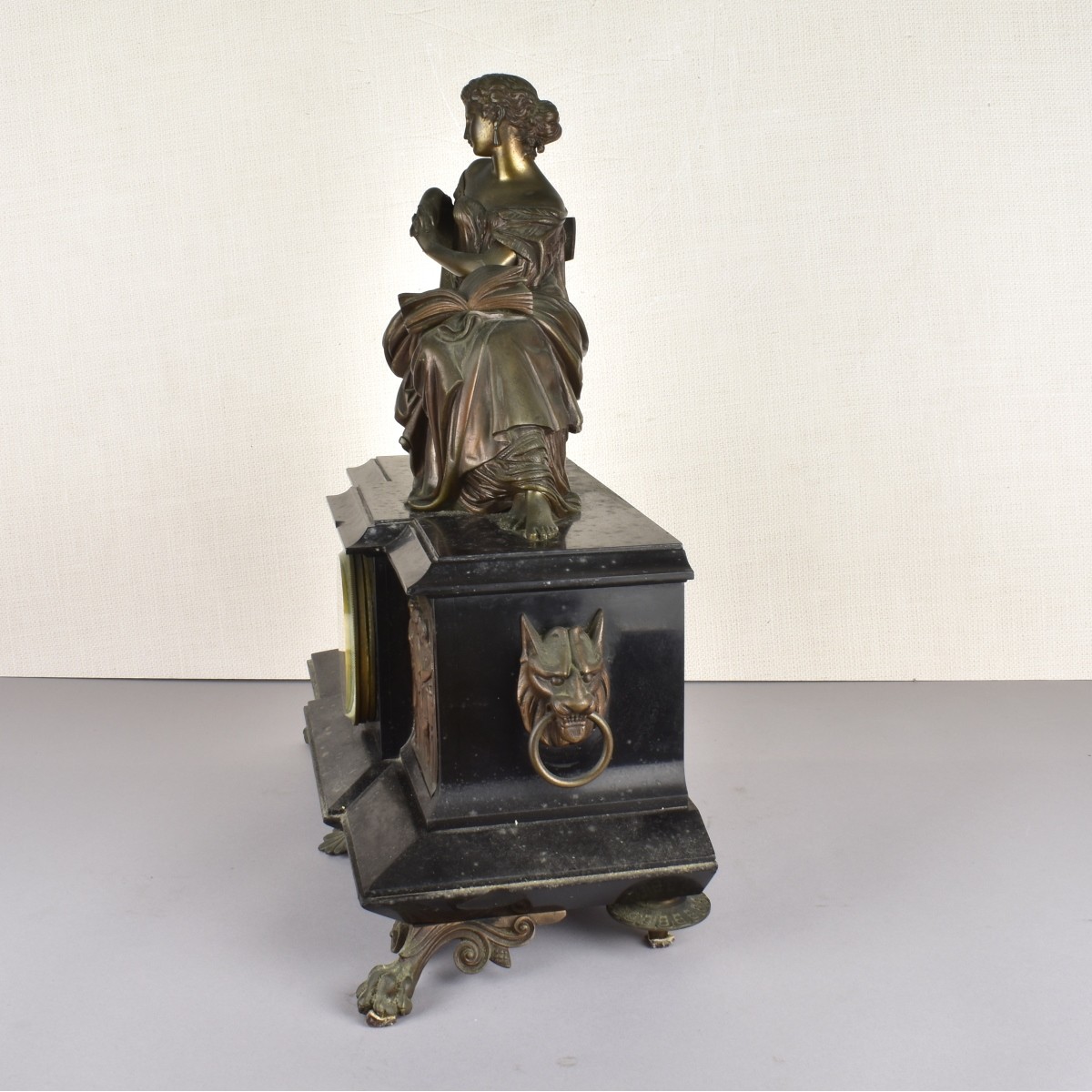 Moreau Bronze Figure on Slate Mantel Clock