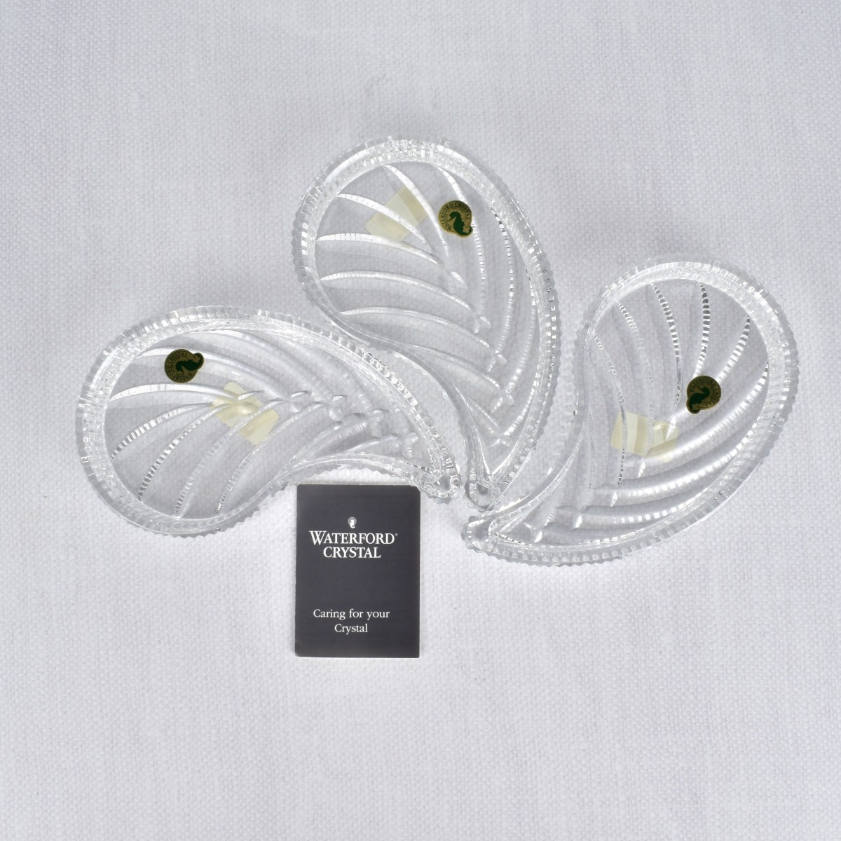 Three Waterford Crystal Leaf Dishes