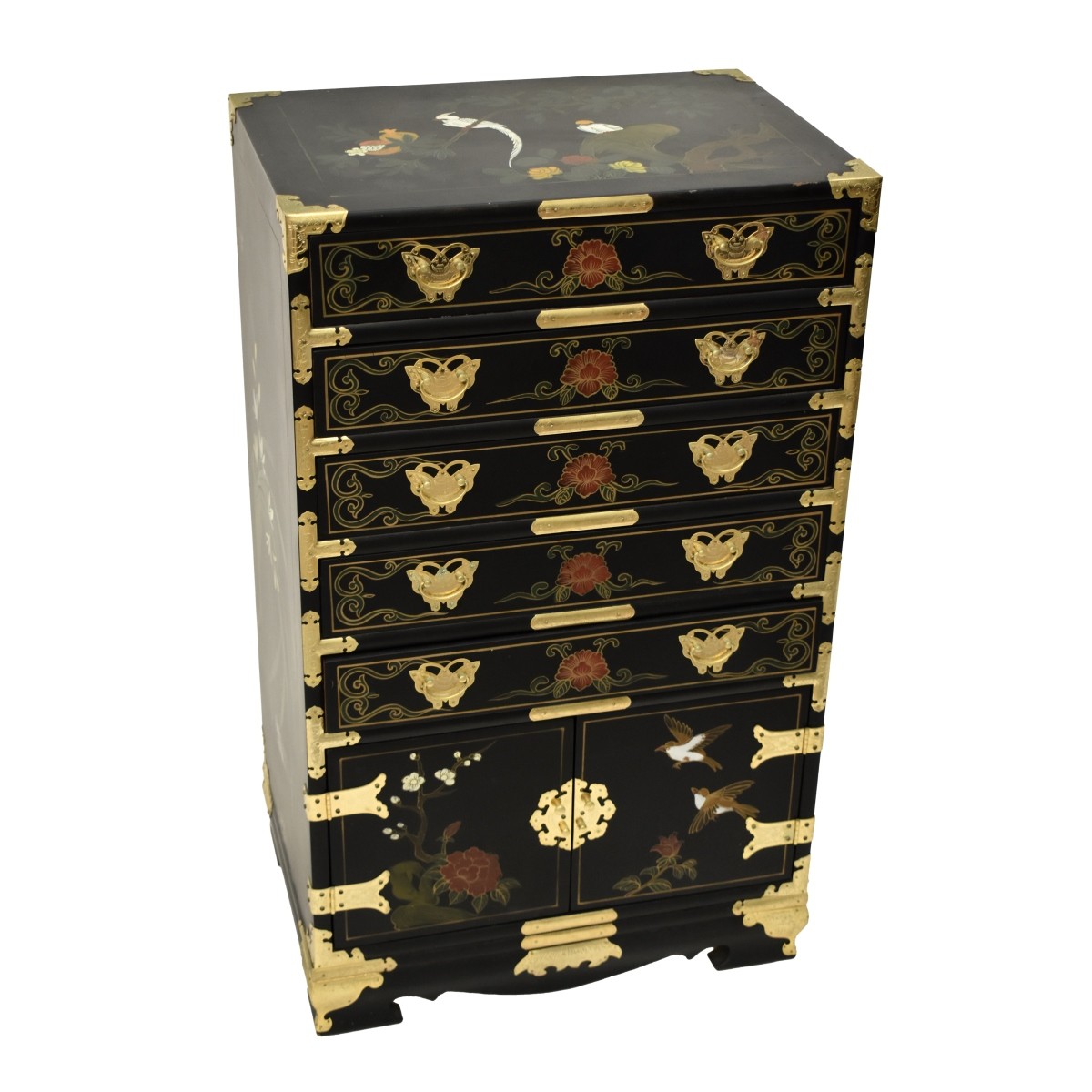 Chinese Black Painted Wood Storage Cabinet