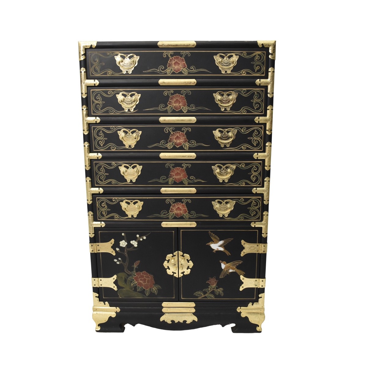 Chinese Black Painted Wood Storage Cabinet