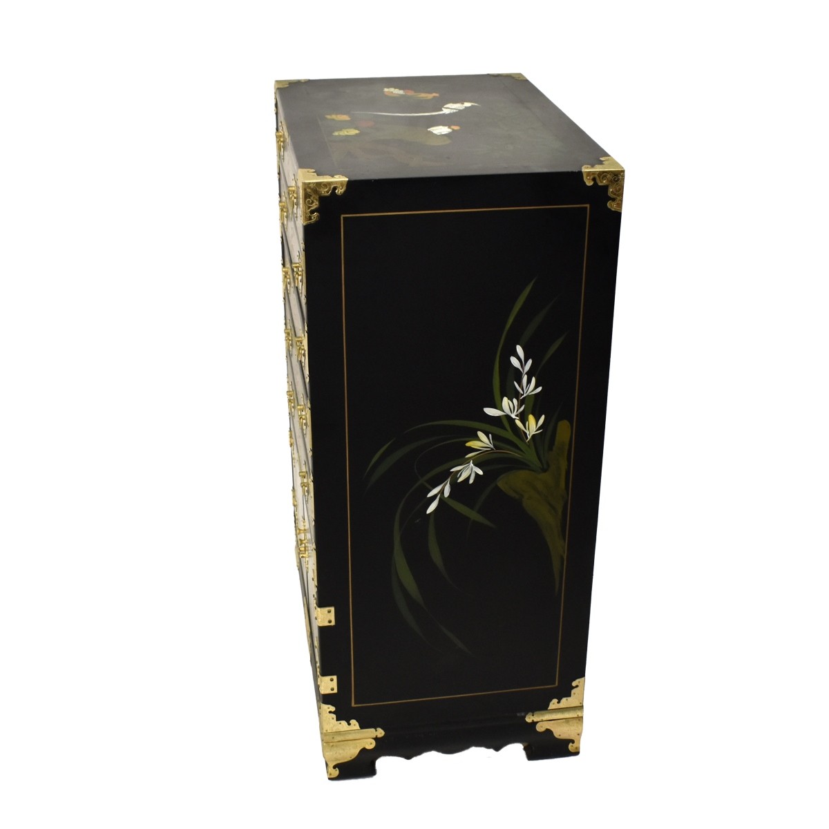 Chinese Black Painted Wood Storage Cabinet