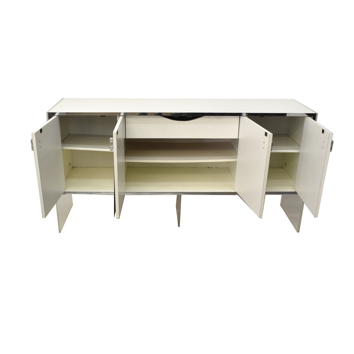 G & S Lucite & White Lacquer Mirrored Credenza