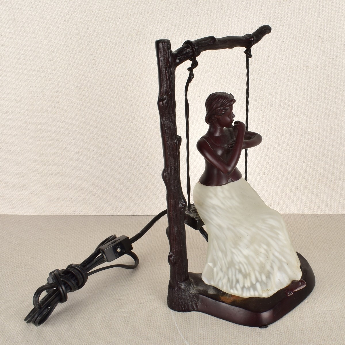 Art Deco Lady on a Swing Lamp