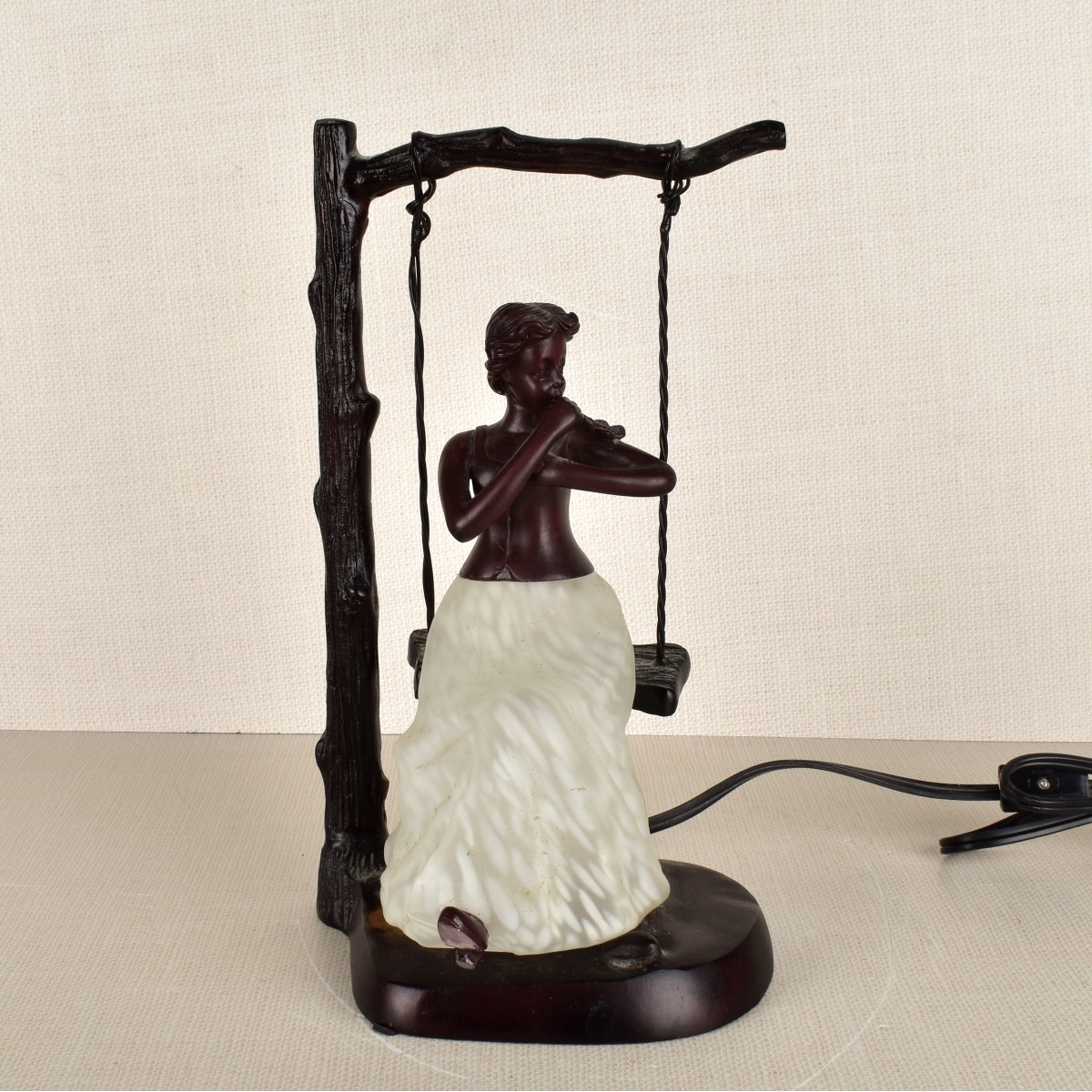 Art Deco Lady on a Swing Lamp