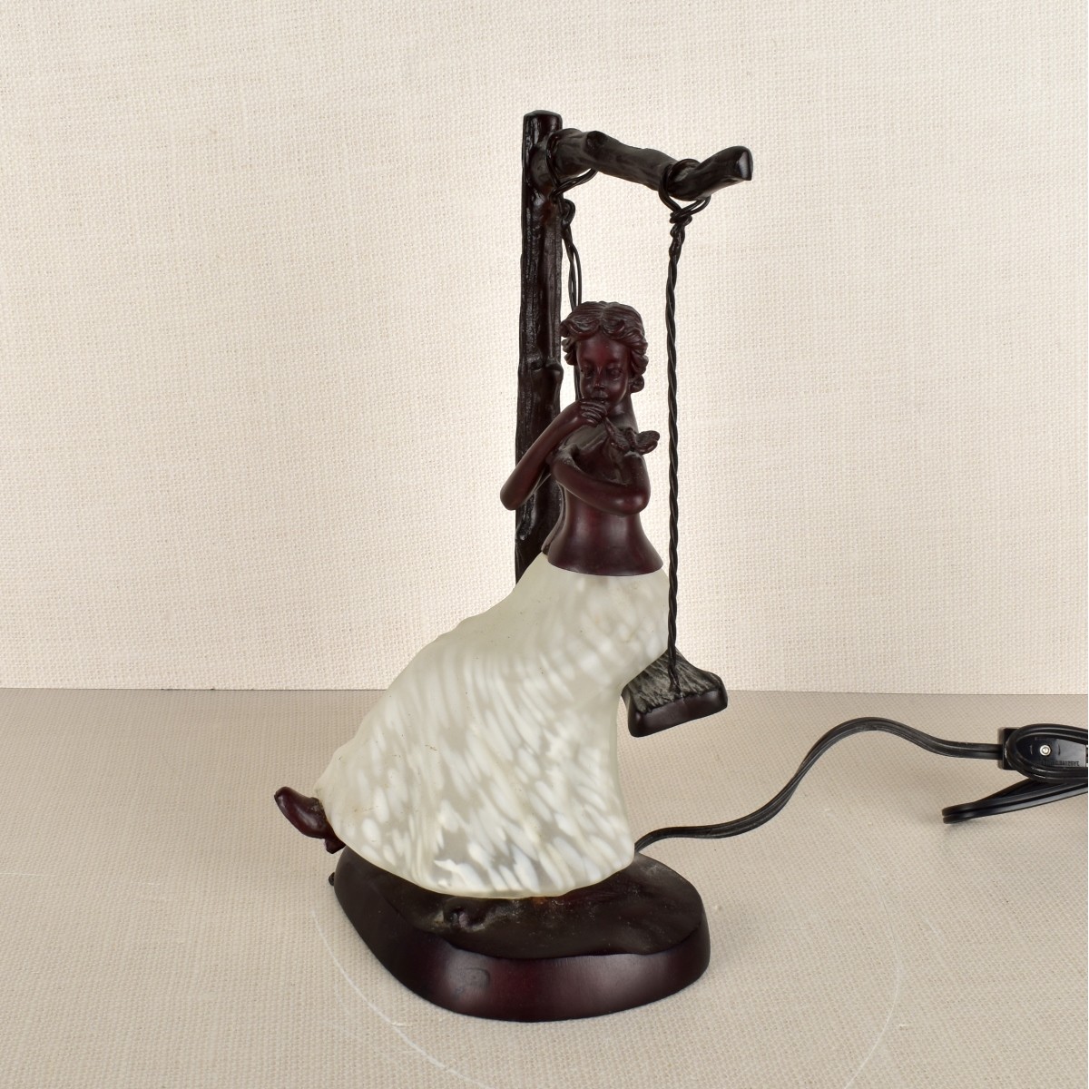 Art Deco Lady on a Swing Lamp