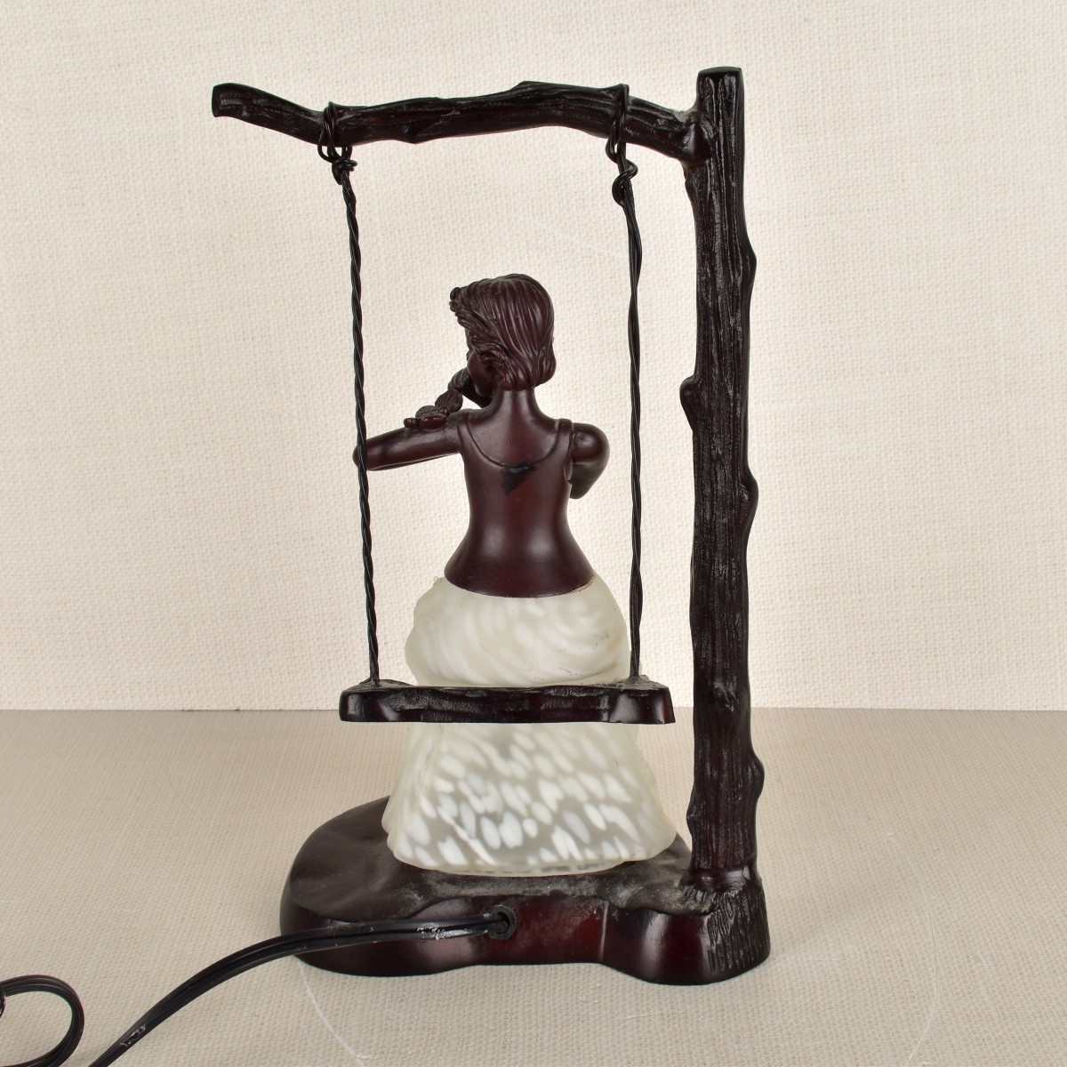 Art Deco Lady on a Swing Lamp