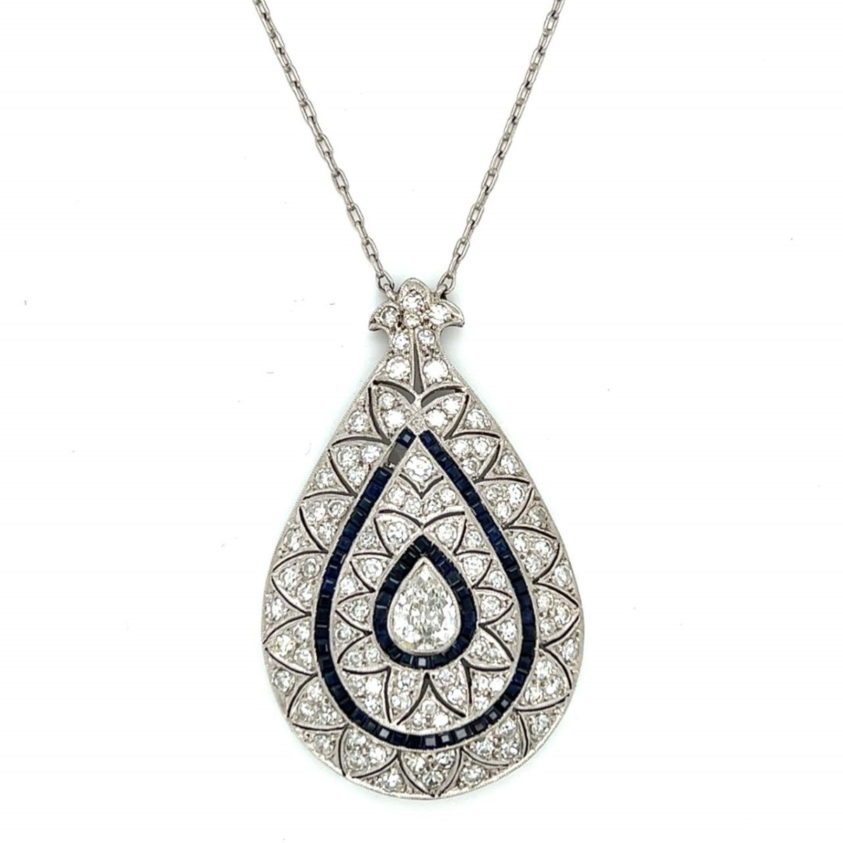 Diamond, Sapphire and Platinum Necklace